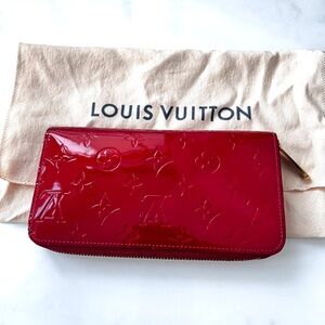 Louis Vuitton Vernis Zippy Wallet Rose Indien zip around red monogram